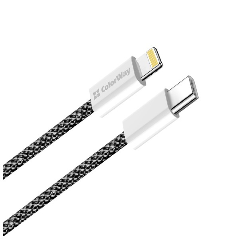 Дата кабель USB-C to Lightning 2.0m (PDF Fast Charging 27W) black ColorWay (CW-CBPDCL068-BK)
