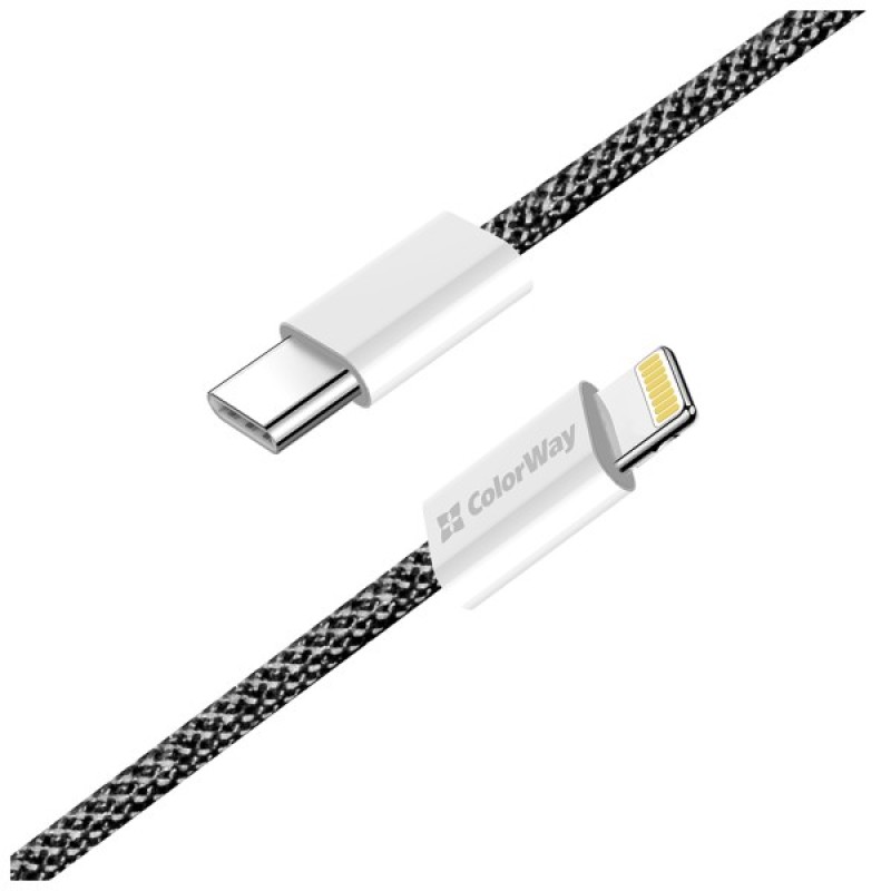 Дата кабель USB-C to Lightning 2.0m (PDF Fast Charging 27W) black ColorWay (CW-CBPDCL068-BK)