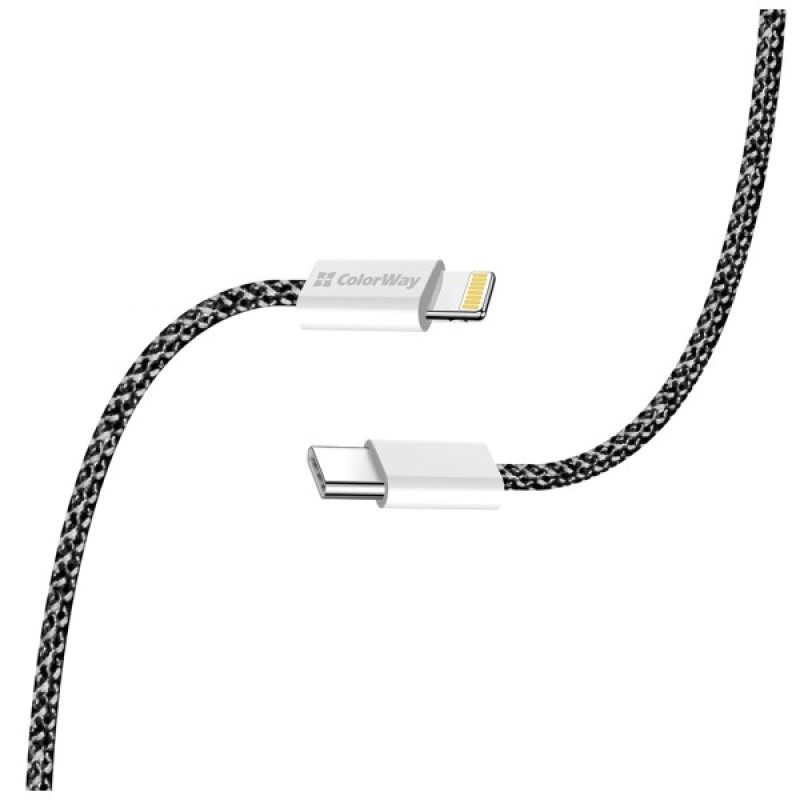 Дата кабель USB-C to Lightning 2.0m (PDF Fast Charging 27W) black ColorWay (CW-CBPDCL068-BK)