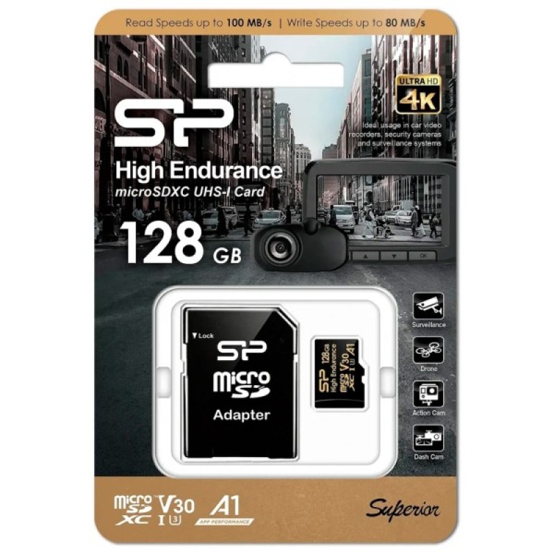 Карта пам'яті Silicon Power 128GB microSDXC class 10 UHS-I U3 V30 A1 High Endurance (SP128GBSTXDV3V1HSP)