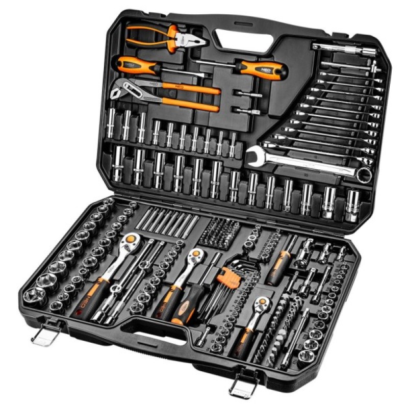 Набір інструментів Neo Tools 233шт, 1/2", 1/4", 3/8", CrV, кейс (10-078)