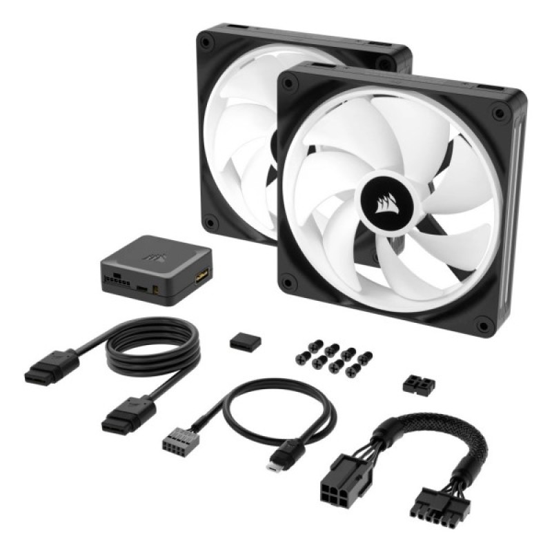 Кулер до корпусу Corsair iCUE Link QX140 RGB PWM PC Fans Starter Kit with iCUE LINK System Hub (CO-9051004-WW)