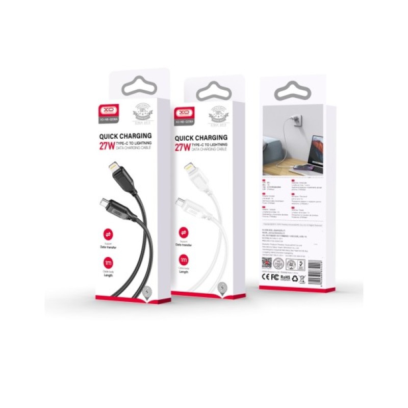 Дата кабель USB-C to Lightning 1.0m 27W braided XO (NBQ236A_Black)