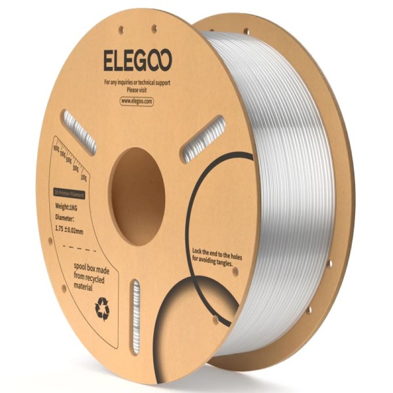 Пластик для 3D-принтера ELEGOO PLA 1кг, 1.75мм, transparent (50.203.0514)