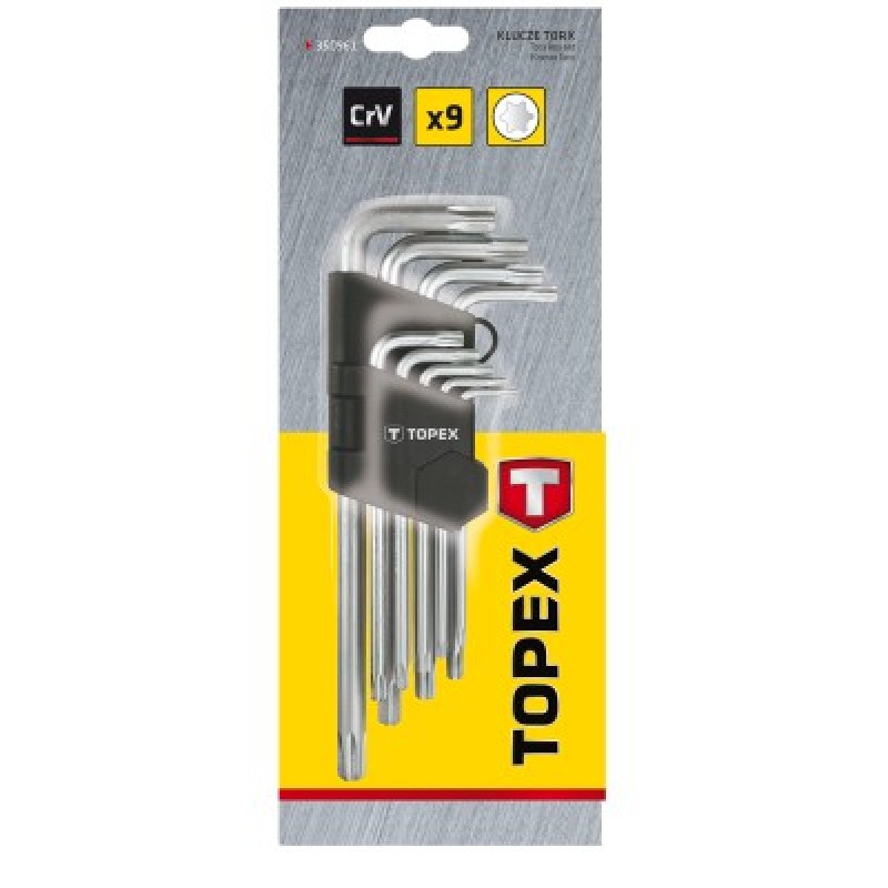 Набір інструментів Topex ключі шестигранні Torx T10-T50, набір 9 шт.*1 уп. (35D961)