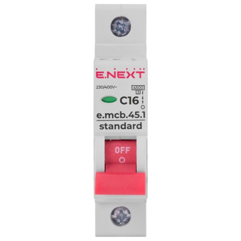 Автоматичний вимикач E.NEXT 1-п e.mcb.stand. 16А C ( 4,5кА) (s002008)