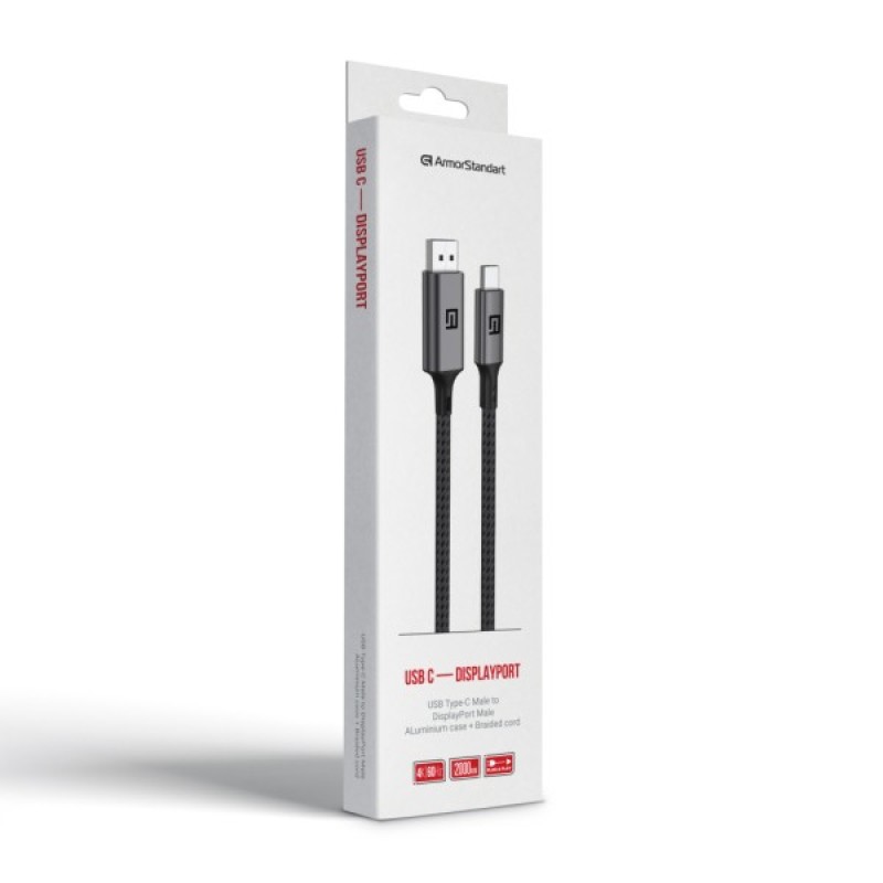 Кабель мультимедійний USB-C to DisplayPort 2.0m 4K60Hz black Armorstandart (ARM76892)