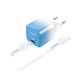 Зарядний пристрій HOCO C101A USB-C PD20W + cable USB-C to Lightning Ice Blue (6931474769381)