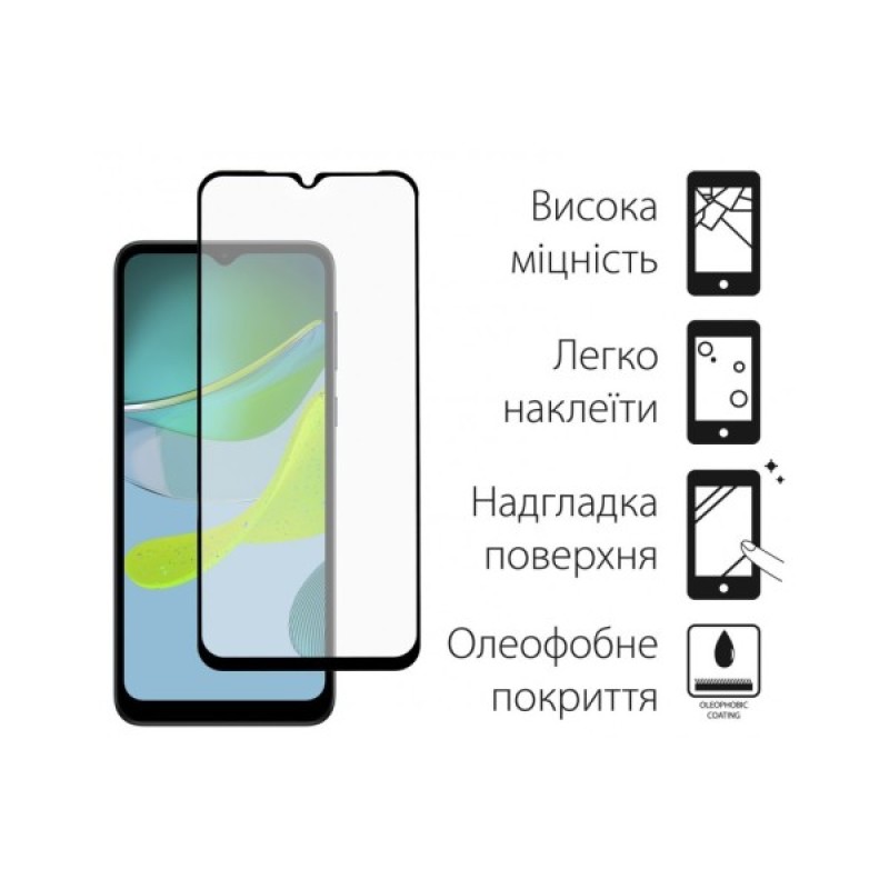 Скло захисне Dengos Full Glue Motorola E13/E20 (black) (TGFG-282)