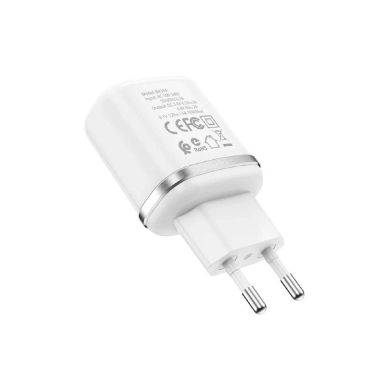 Зарядний пристрій BOROFONE BA36A High Speed USB QC3.0 + cable USB to USB-C 18W White (6931474715975)