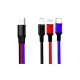 Дата кабель USB 2.0 AM to Lightning + Micro 5P + USB-C 1.2m black red blue XO (XO-NB143-3in1)