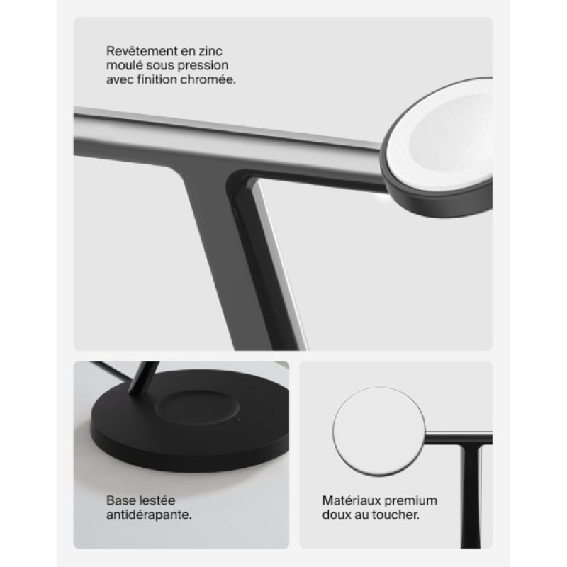 Зарядний пристрій Belkin 3in1 Magnetic Pad Qi2 15W Black (WIZ032KQBK)