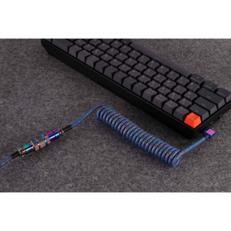 Дата кабель USB-C + USB A to USB-C 1.08m Premium Coiled Aviator blue Keychron (CAB8_KEYCHRON)