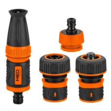 Набір для поливу Neo Tools 3/4", зрошувач прямий, 2 конектори для шланга, конектор для крана 3/4"-1" (15-711)