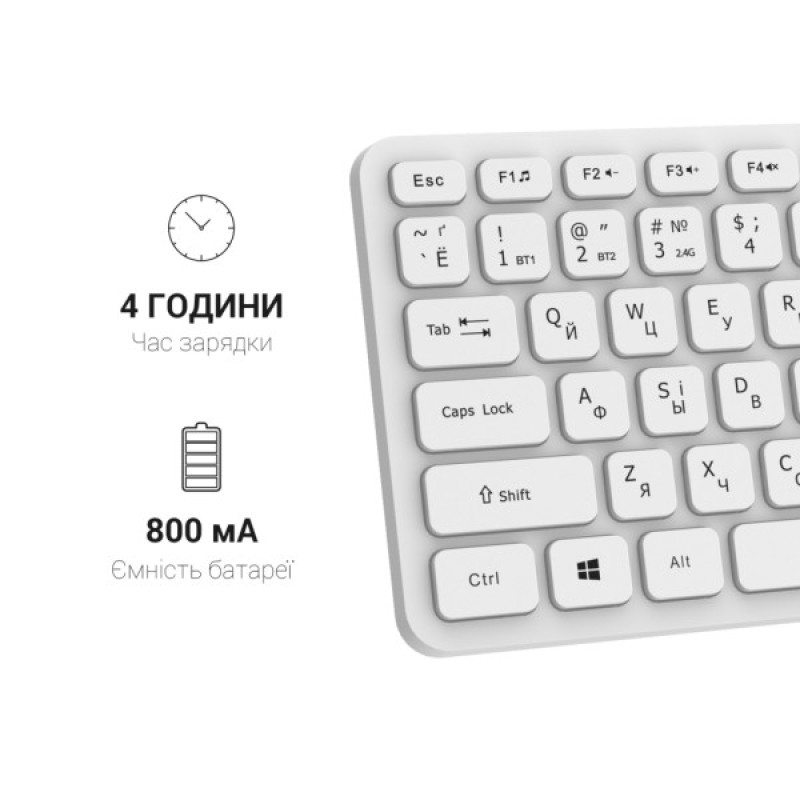 Клавіатура OfficePro SK790W Wireless/Bluetooth White (SK790W)