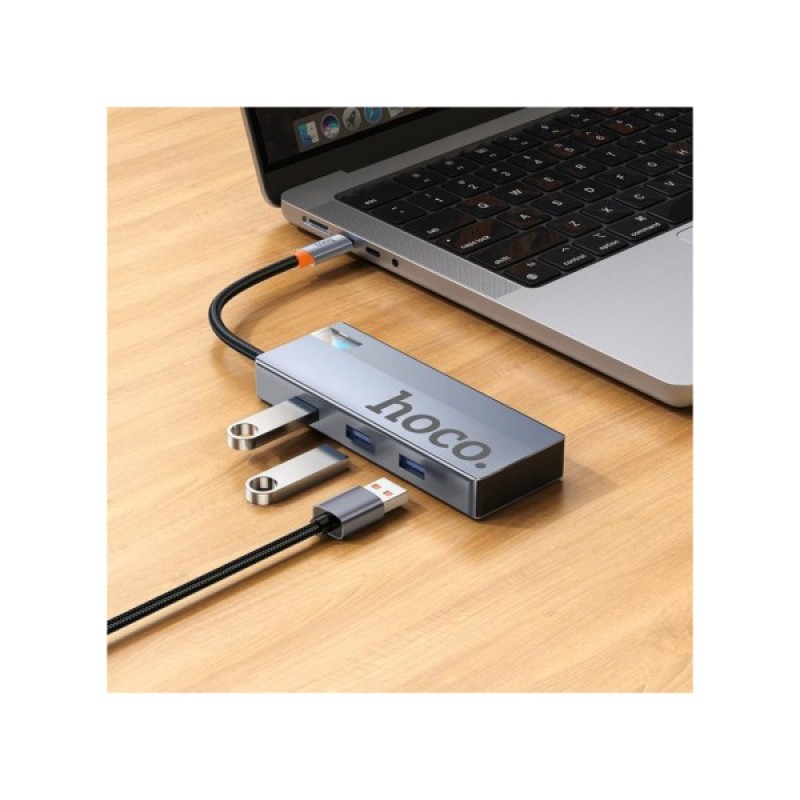 Концентратор HOCO USB-C to HDMI+PD+3xUSB3.0 HB50 Deep Space Gray (6942007647298)