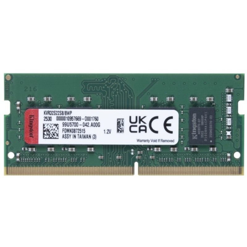 Модуль пам'яті для ноутбука SoDIMM DDR4 8GB 3200 MHz Kingston (KVR32S22S8/8WP)