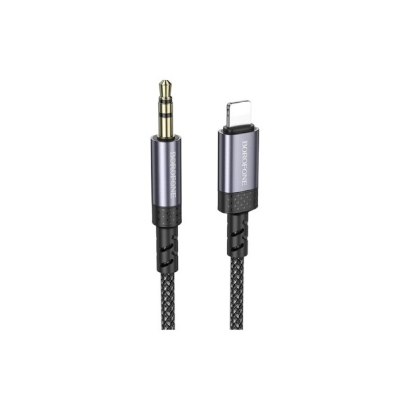 Кабель мультимедійний Lightning to 3.5mm M 1.0m BL24 metal grey BOROFONE (6941991118975)
