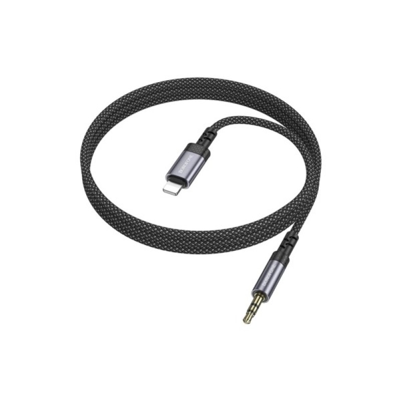 Кабель мультимедійний Lightning to 3.5mm M 1.0m BL24 metal grey BOROFONE (6941991118975)