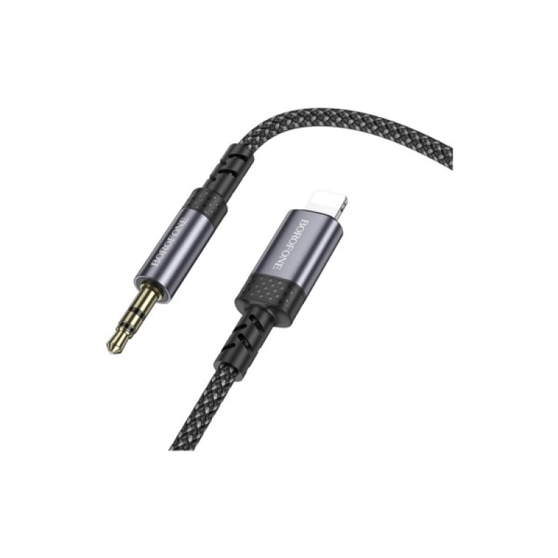 Кабель мультимедійний Lightning to 3.5mm M 1.0m BL24 metal grey BOROFONE (6941991118975)