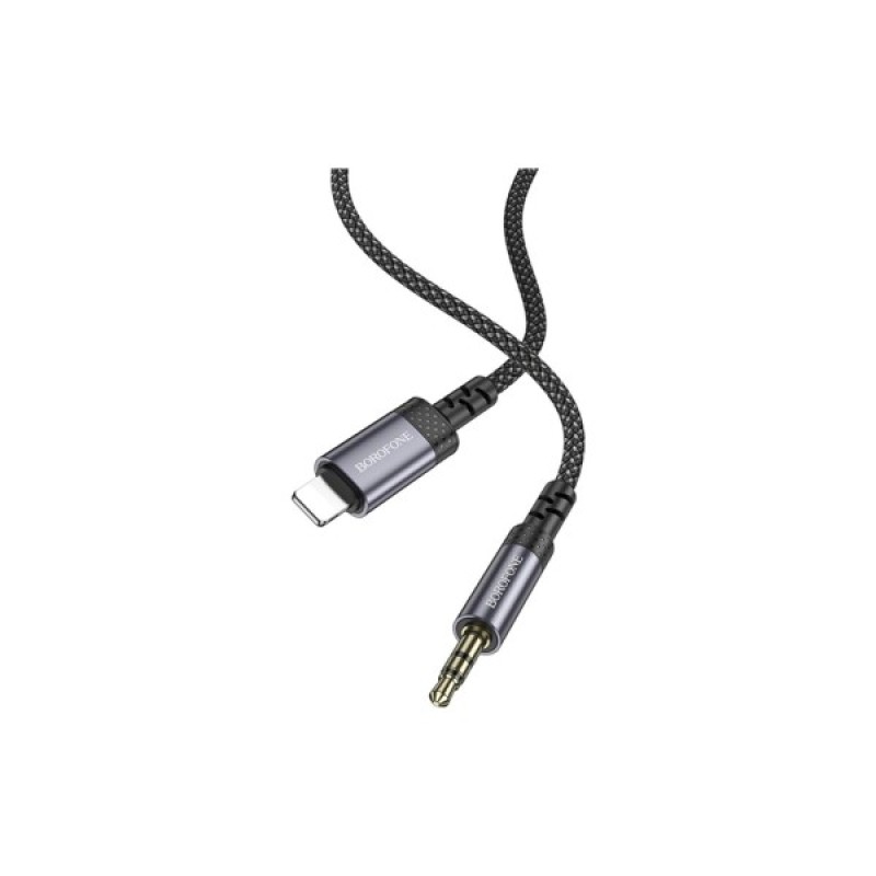 Кабель мультимедійний Lightning to 3.5mm M 1.0m BL24 metal grey BOROFONE (6941991118975)