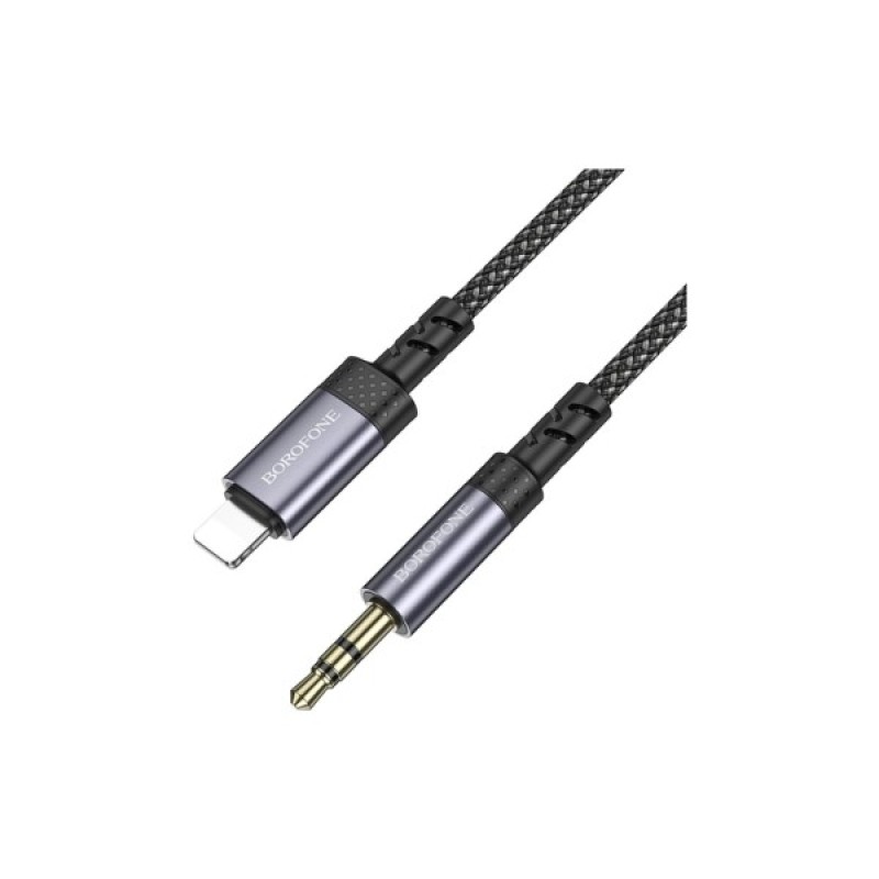 Кабель мультимедійний Lightning to 3.5mm M 1.0m BL24 metal grey BOROFONE (6941991118975)