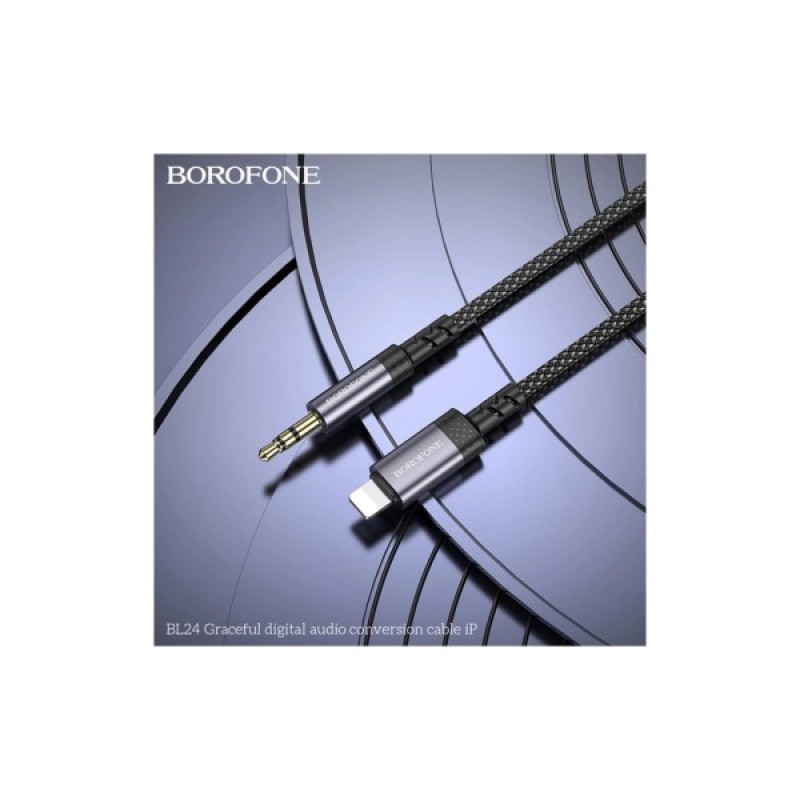Кабель мультимедійний Lightning to 3.5mm M 1.0m BL24 metal grey BOROFONE (6941991118975)