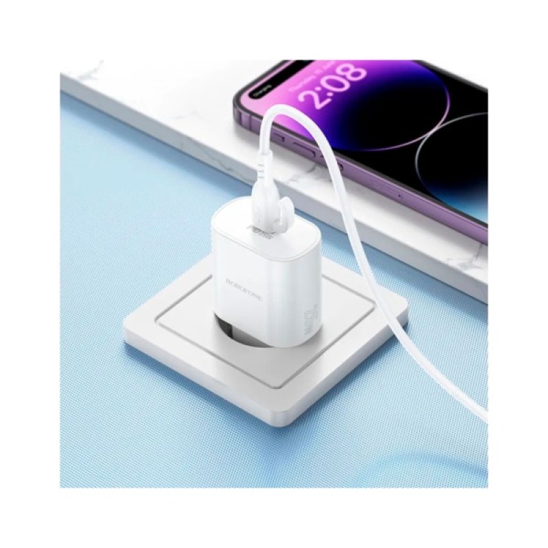 Зарядний пристрій BOROFONE BA82A Platinum USB-C PD25W + cable USB-C to USB-C White (6941991112270)
