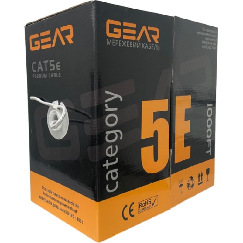 Кабель мережевий GEAR FTP 305м, cat.6, CCA, 4*2*0,51, indoor (GEC-FTPC6CCA051305)