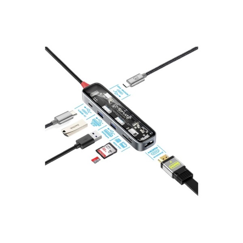 Концентратор Promate USB-C 7-in-1 Promate transhub-lite (transhub-lite)