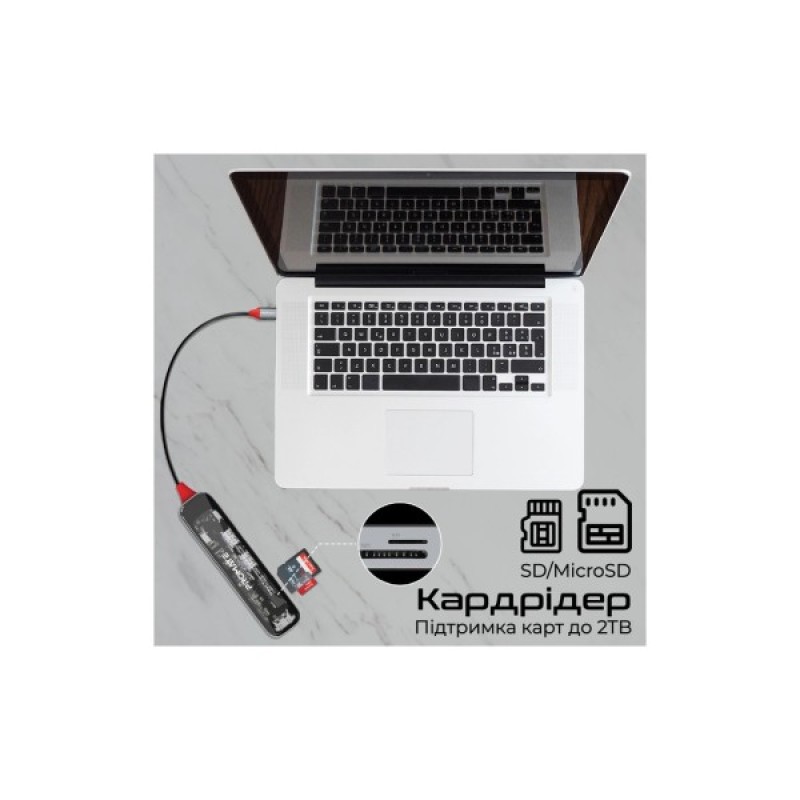 Концентратор Promate USB-C 7-in-1 Promate transhub-lite (transhub-lite)