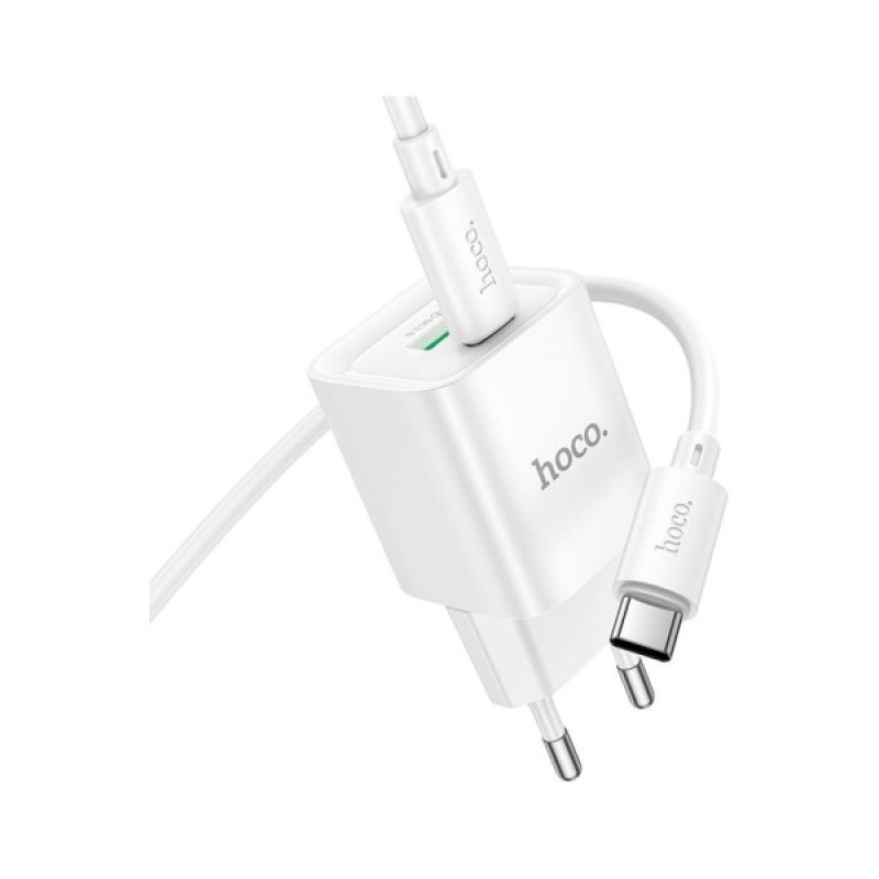 Зарядний пристрій HOCO C147A Charm 1xUSB-C PD20W + 1xUSB QC3.0 + cable USB-C to USB-C White (6942007630290)