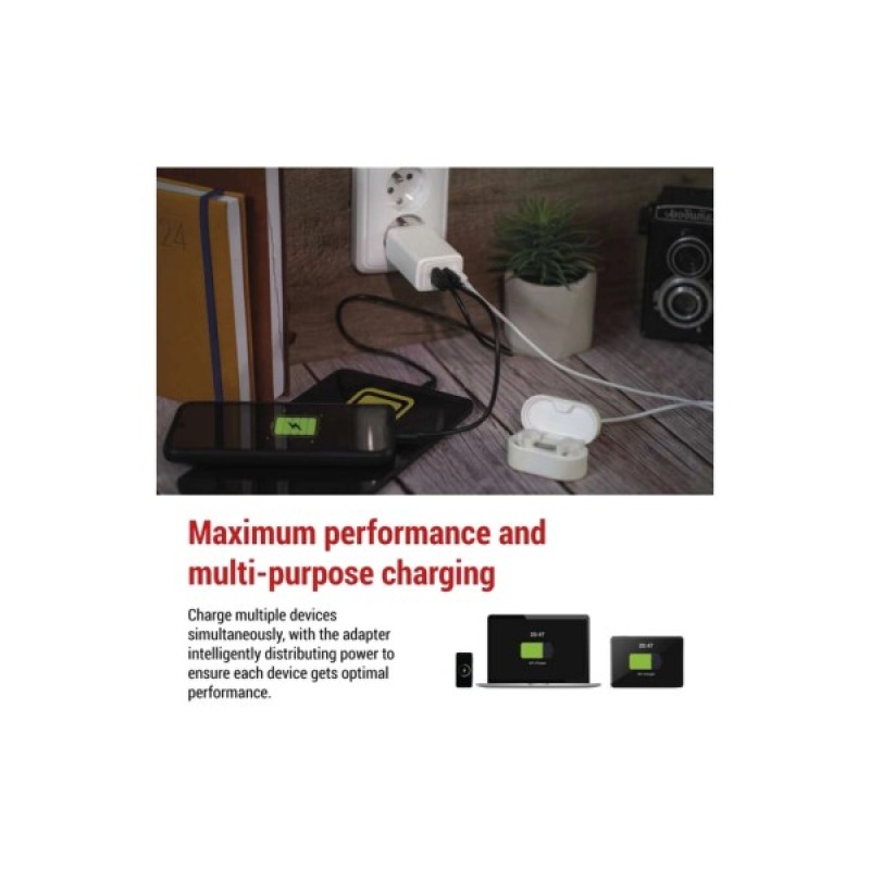 Зарядний пристрій EMOS V05G65 1xUSB-A + 2xUSB-C PD65W GaN (V05G65)