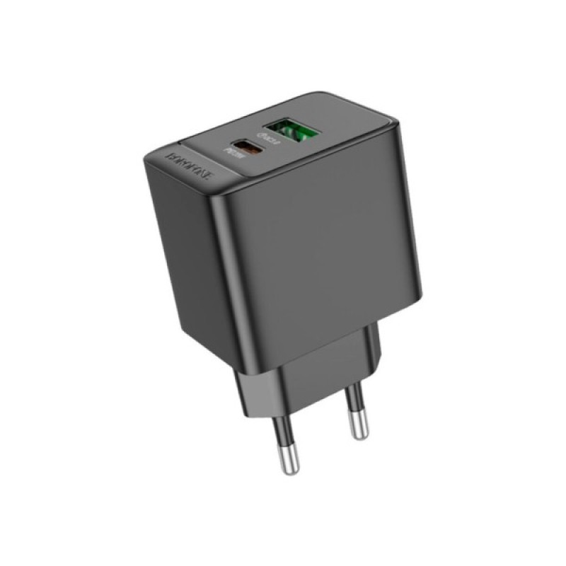 Зарядний пристрій BOROFONE BAS14A Erudite 1xUSB-C PD20W + 1xUSB QC3.0 Black (6941991104947)