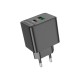 Зарядний пристрій BOROFONE BAS14A Erudite 1xUSB-C PD20W + 1xUSB QC3.0 Black (6941991104947)