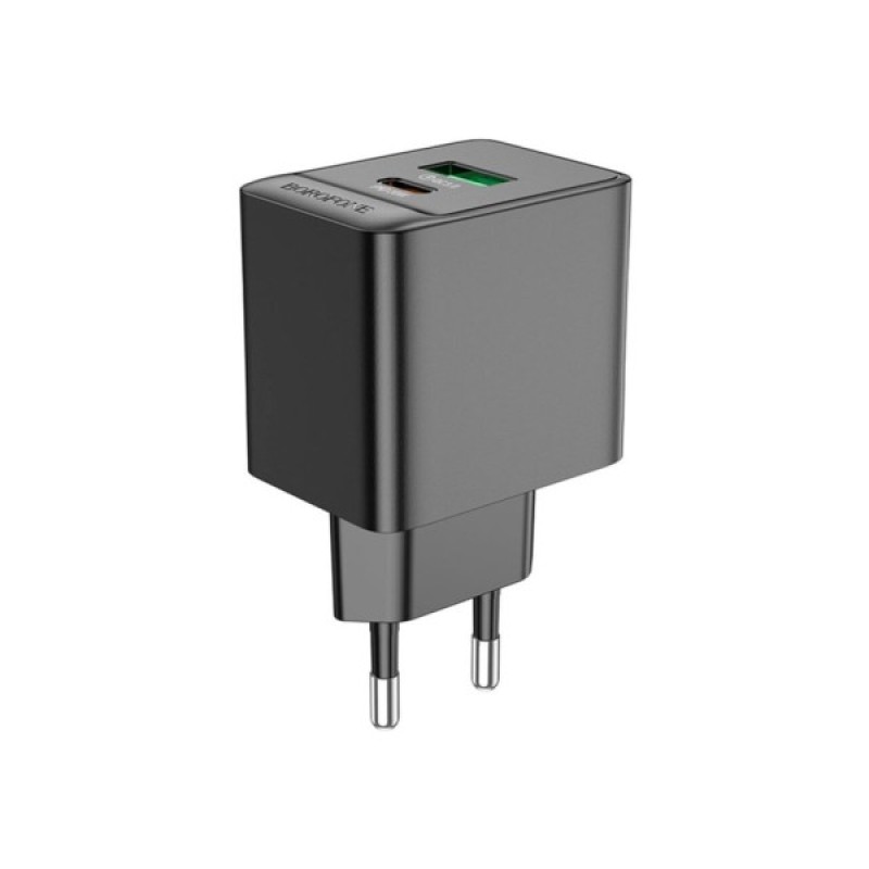 Зарядний пристрій BOROFONE BAS14A Erudite 1xUSB-C PD20W + 1xUSB QC3.0 Black (6941991104947)