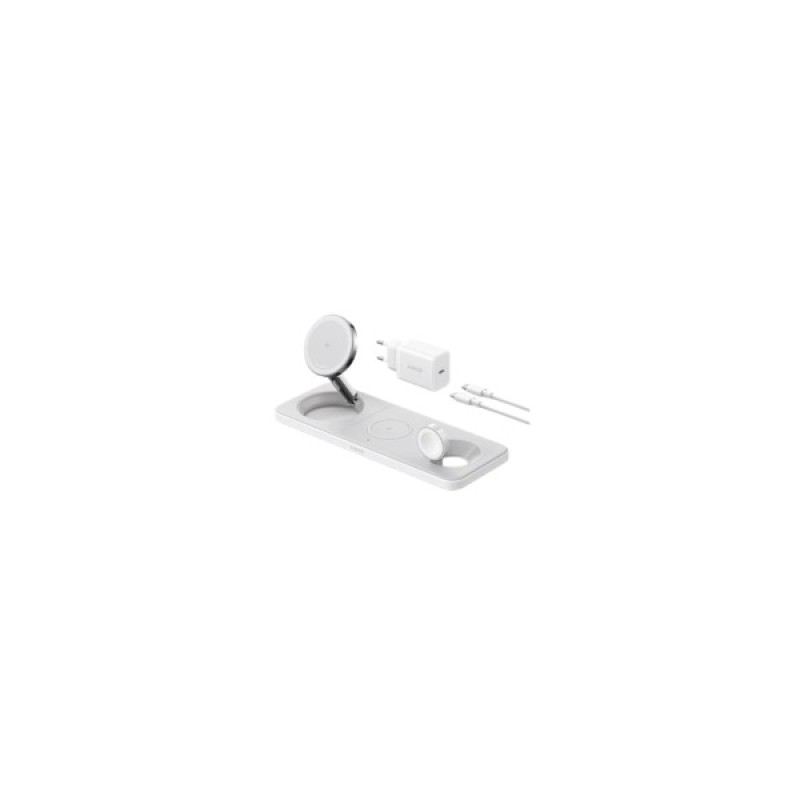 Зарядний пристрій Anker MagGo Wireless Charging Station 15W 3-in-1 Pad White (B25M1321)