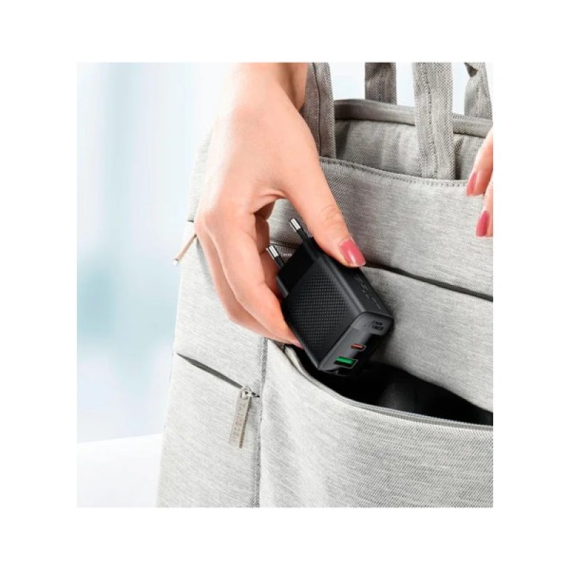 Зарядний пристрій Acefast 2xUSB 30W (USB-C+USB-A) Gan A98 Black (6974316283263)