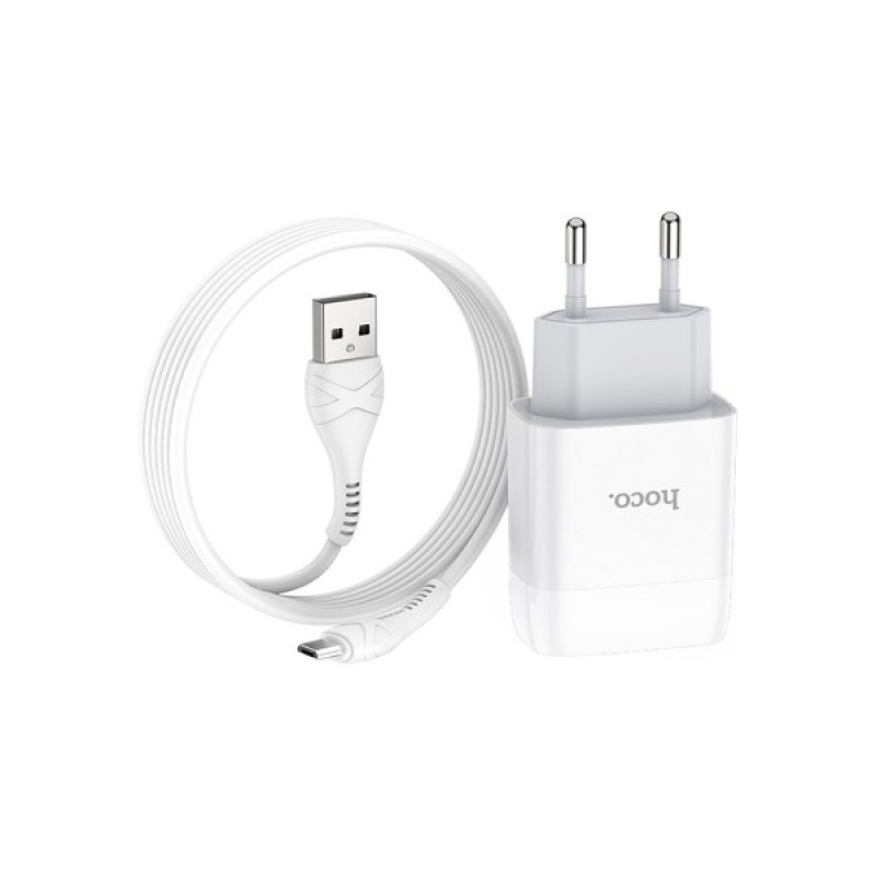 Зарядний пристрій HOCO C72A Glorious USB + cable Micro 10.5W White (6931474713001)