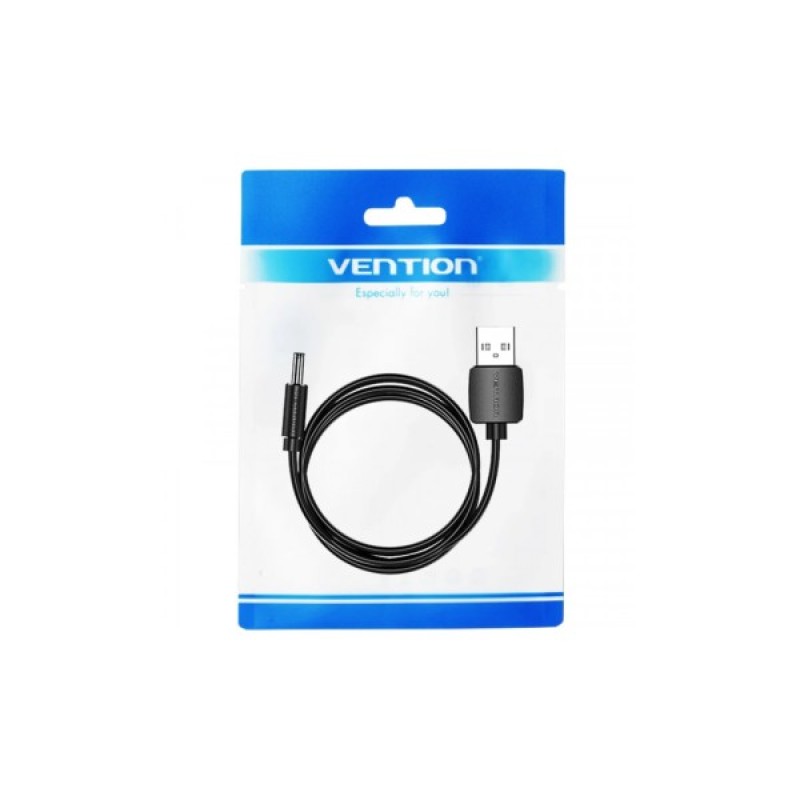 Кабель живлення USB to DC 3.5 1.0m 5V 2A PVC Black Vention (CEXBF)