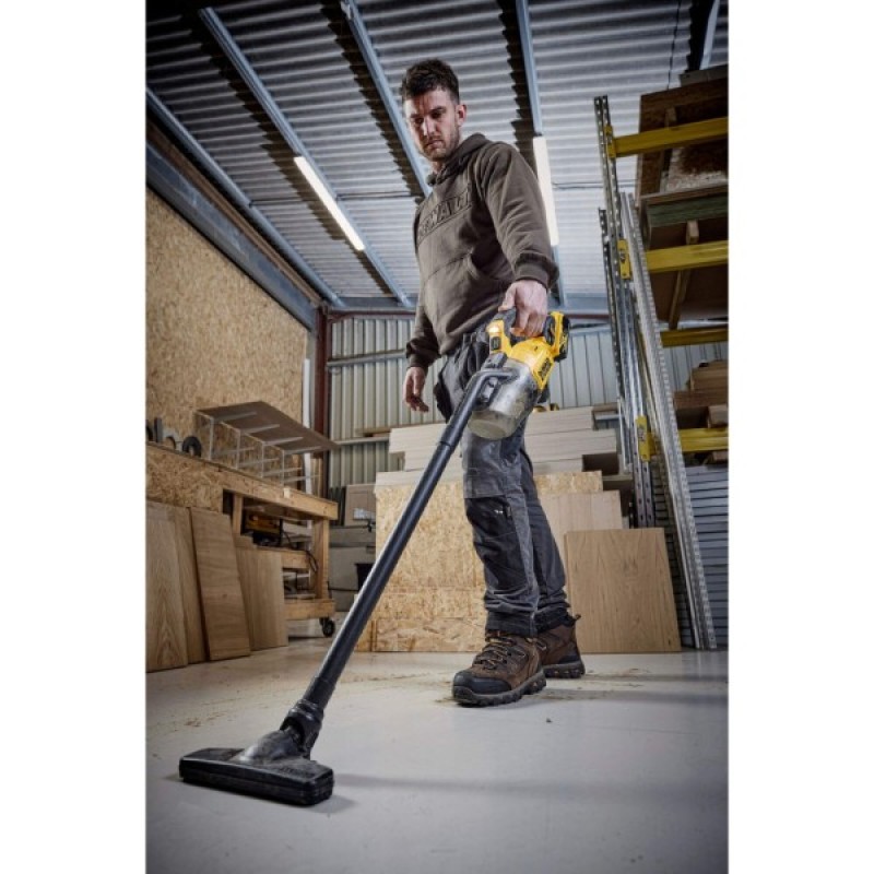 Пилосос будівельний DeWALT 18 B XR Li-lon, діаметр шланга 31,8 мм, 21,7 л/с, 1.5 кг (без АКБ та ЗУ) (DCV501LN)