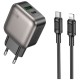 Зарядний пристрій BOROFONE BAS54A Absolute 1xUSB-C PD20W + 1xUSB QC3.0 + cable USB-C to Lightning Black (6941991116216)