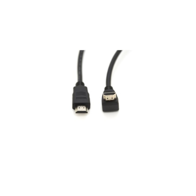 Кабель мультимедійний HDMI M to HDMI M 1.5m V1.4 90° corner black Merlion (YT-HDMI(M)/(M)HS-1.5m-90°)