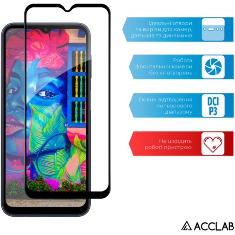 Скло захисне ACCLAB Full Glue Samsung M14 Black (1283126579882)
