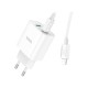 Зарядний пристрій HOCO C80A Plus Rapido 1xUSB-C PD20W + 1xUSB QC3.0 + cable USB-C to Lightning White (6931474779892)