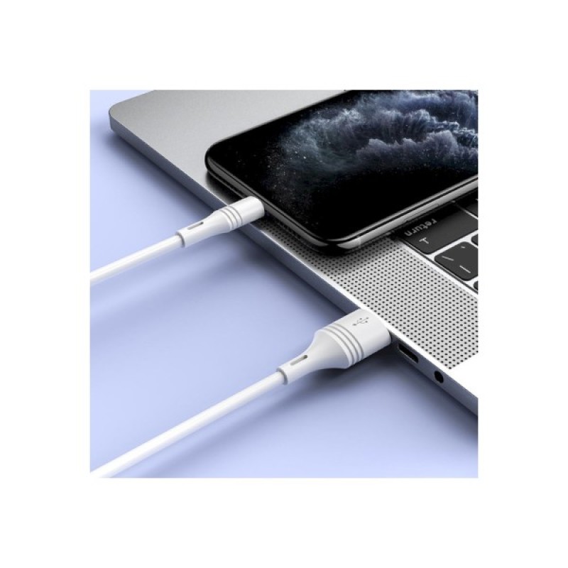 Дата кабель USB 2.0 AM to Lightning 1.0m 2.4A PVC BX43 white BOROFONE (6931474735584)