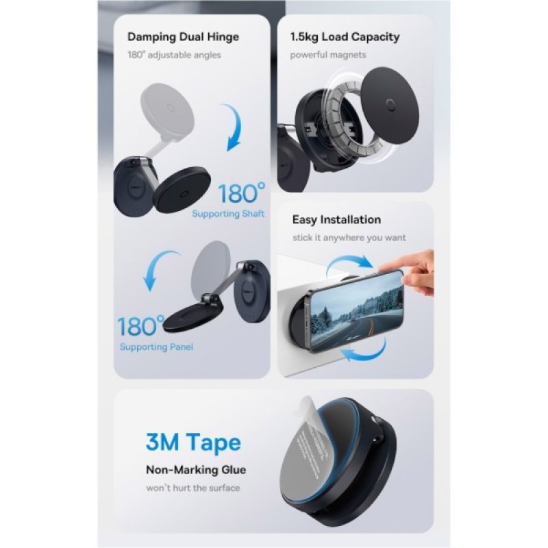 Універсальний автотримач Baseus MagPro Magnetic Foldable Phone Mount Cluster Black (B10564101121-00)
