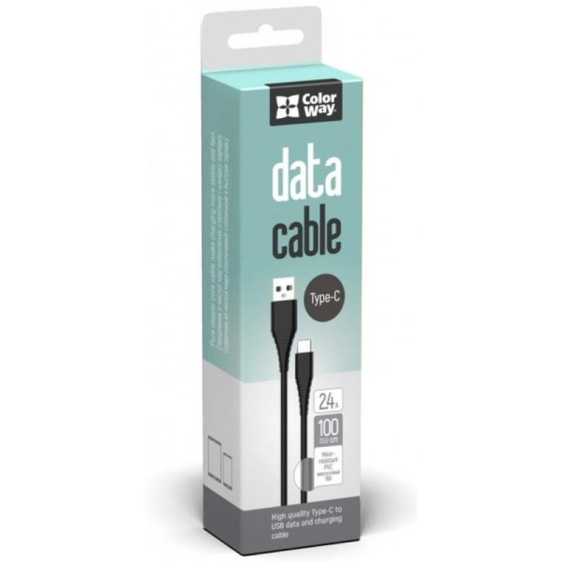 Дата кабель USB 2.0 AM to USB-C 1.0m black ColorWay (CW-CBUC026-BK)