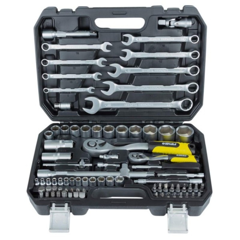 Набір інструментів Sigma насадок торцевих та біт 1/4", 1/2" 82шт CrV mid (6001551)