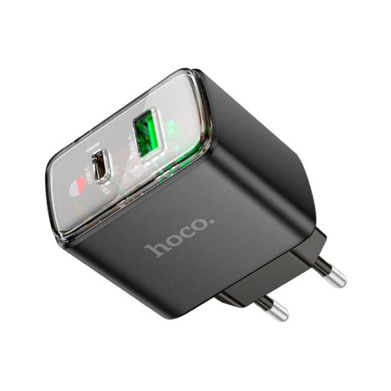 Зарядний пристрій HOCO CS42A Smart 1xUSB-C PD30W + 1xUSB QC3.0 Black (6942007620765)